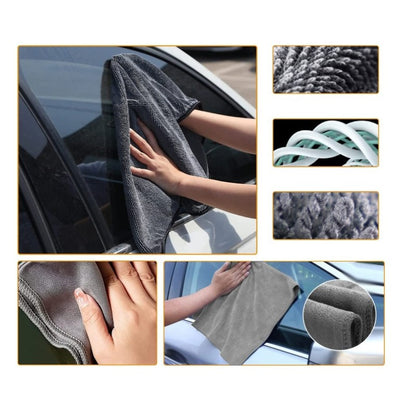 Set 9 Piese pentru Spalat Auto, Klevo, din Plastic si Microfibra, Perii si Lavete, Model A, Gri