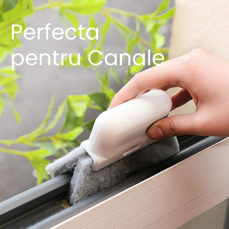 Perii de Curatat 2 in 1, Klevo, Perii pentru Canalele din Ferestre si Usi, Perii pentru Colturi Moarte, pentru Geamuri, locuri greu de accesat, Alb