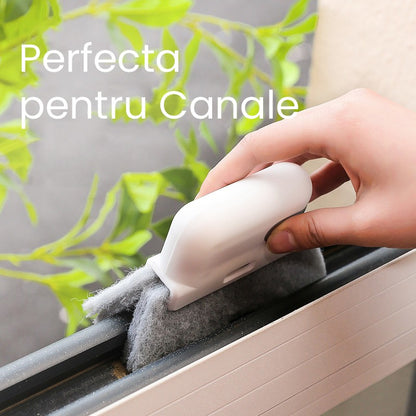 Perii de Curatat 2 in 1, Klevo, Perii pentru Canalele din Ferestre si Usi, Perii pentru Colturi Moarte, pentru Geamuri, locuri greu de accesat, Alb