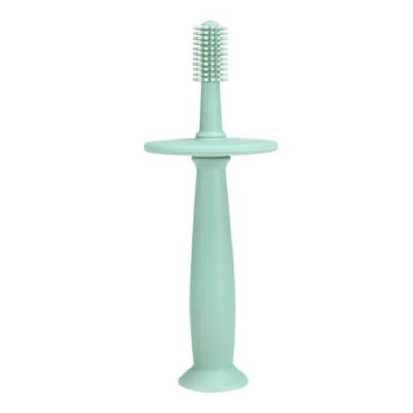 Periuta de Dinti din Silicon pentru Bebelusi, Klevo, fara BPA, 360 Grade, Bariera Anti-Inghitire, Maner Ergonomic, 12.5 x 15 cm, Turcoaz