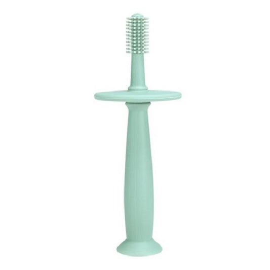Periuta de Dinti din Silicon pentru Bebelusi, Klevo, fara BPA, 360 Grade, Bariera Anti-Inghitire, Maner Ergonomic, 12.5 x 15 cm, Turcoaz
