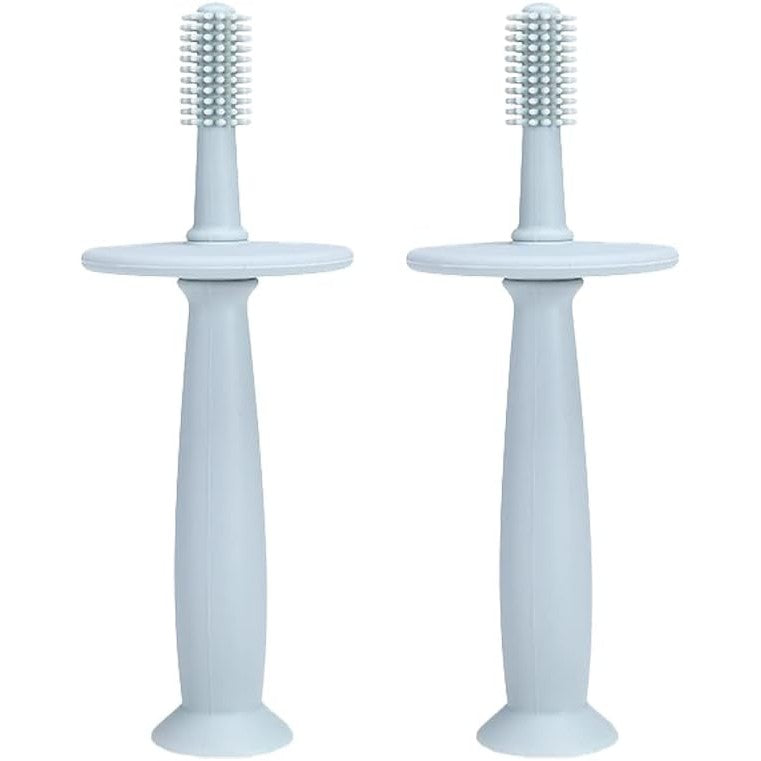 Periuta de Dinti din Silicon pentru Bebelusi, Klevo, fara BPA, 360 Grade, Bariera Anti-Inghitire, Maner Ergonomic, 12.5 x 15 cm, Albastru