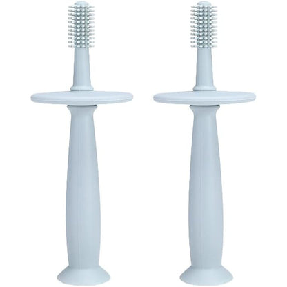 Periuta de Dinti din Silicon pentru Bebelusi, Klevo, fara BPA, 360 Grade, Bariera Anti-Inghitire, Maner Ergonomic, 12.5 x 15 cm, Albastru