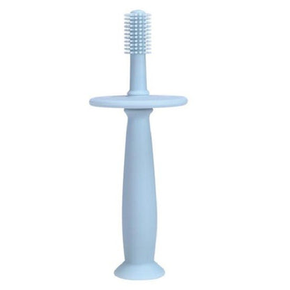 Periuta de Dinti din Silicon pentru Bebelusi, Klevo, fara BPA, 360 Grade, Bariera Anti-Inghitire, Maner Ergonomic, 12.5 x 15 cm, Albastru