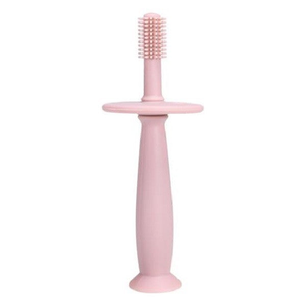 Periuta de Dinti din Silicon pentru Bebelusi, Klevo, fara BPA, 360 Grade, Bariera Anti-Inghitire, Maner Ergonomic, 12.5 x 15 cm, Roz