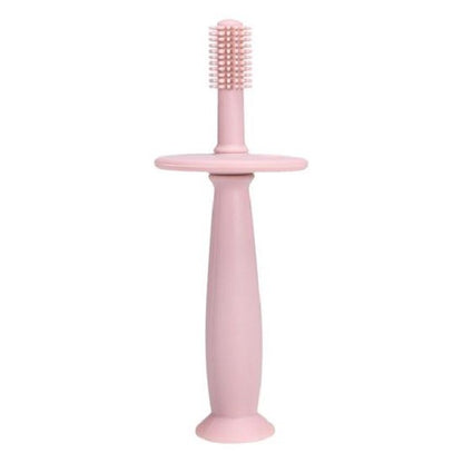 Periuta de Dinti din Silicon pentru Bebelusi, Klevo, fara BPA, 360 Grade, Bariera Anti-Inghitire, Maner Ergonomic, 12.5 x 15 cm, Roz
