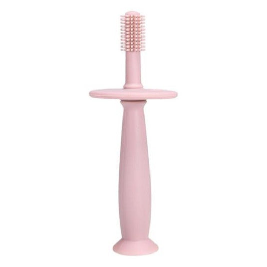 Periuta de Dinti din Silicon pentru Bebelusi, Klevo, fara BPA, 360 Grade, Bariera Anti-Inghitire, Maner Ergonomic, 12.5 x 15 cm, Roz