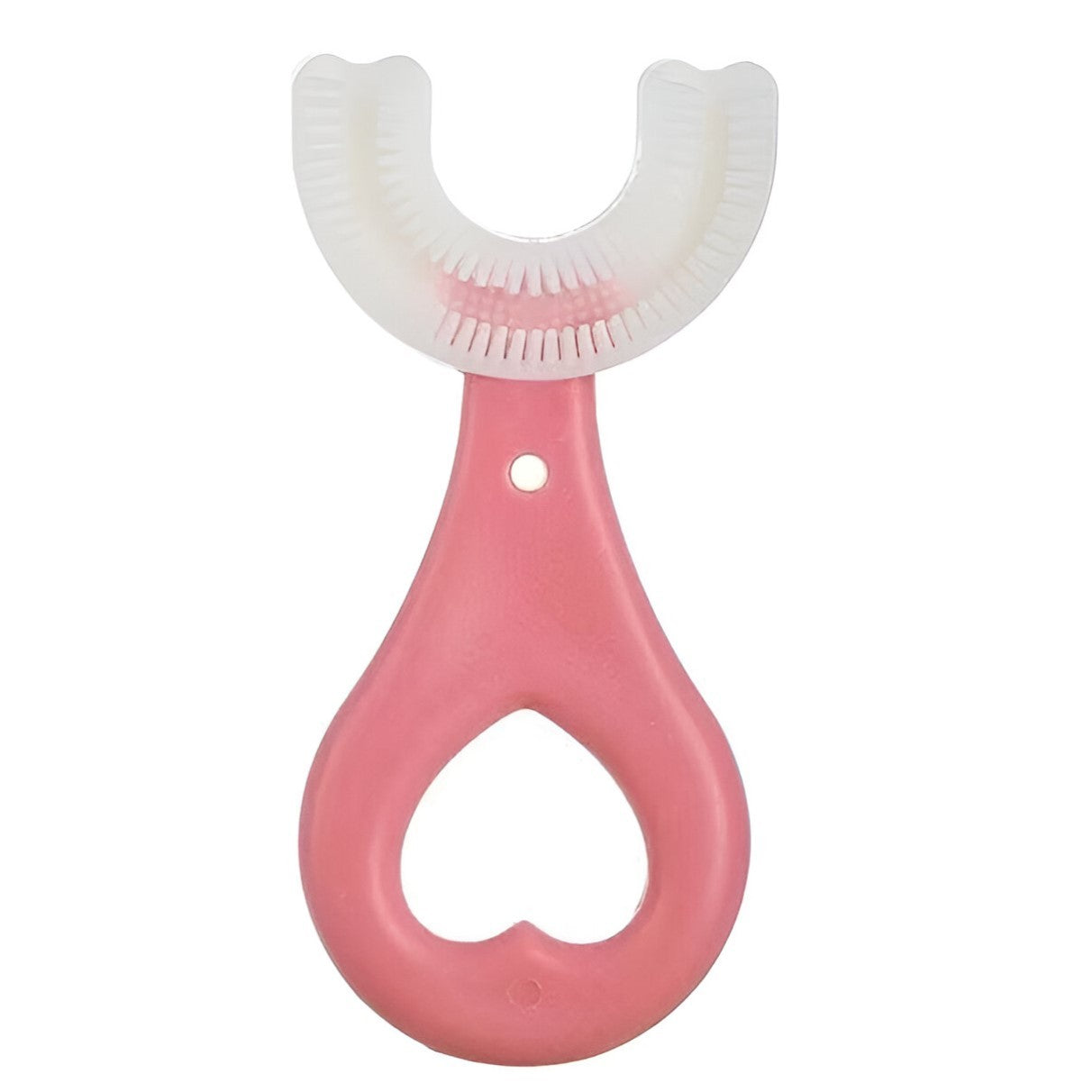 Periuta de Dinti in Forma de U, Klevo, pentru Sugari si Copii 2-6 ani, Peri Moi, 9 cm, Model Inima, Culoare Roz