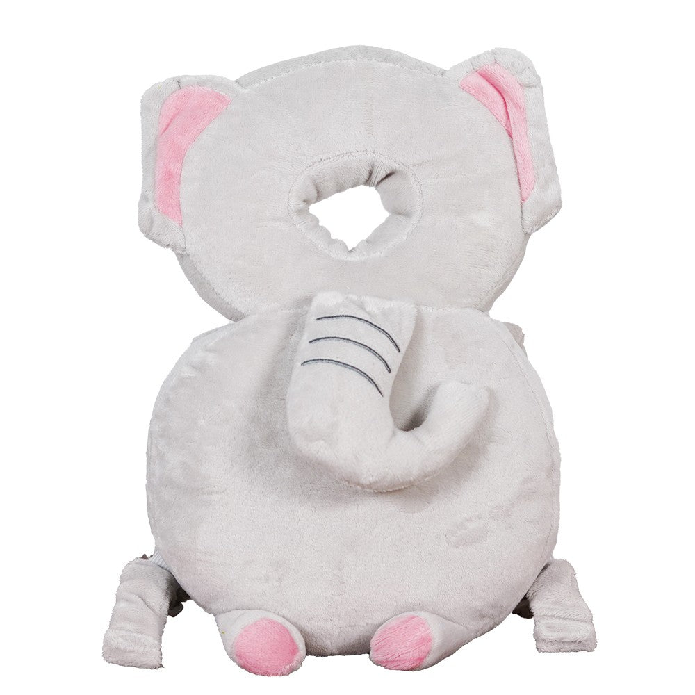 Perna tip Rucsac pentru Protectia Capului, Klevo, Tetiera tip Elefant de Plus, pentru Bebelusi, 33x6x19 cm, 180 g, Gri