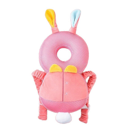 Perna tip Rucsac pentru Protectia Capului, Klevo, Tetiera tip Iepure, pentru Bebelusi, Design tip Plasa, 33x6x19 cm, 180 g, Roz
