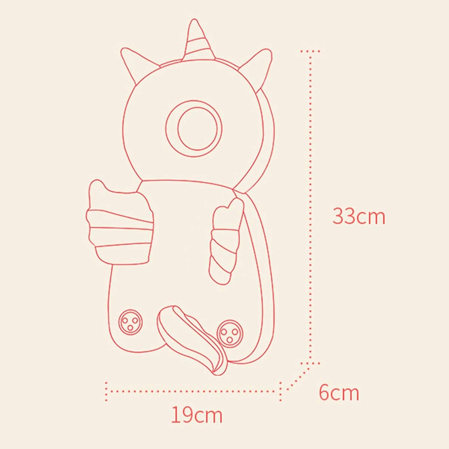 Perna tip Rucsac pentru Protectia Capului, Klevo, Tetiera tip Unicorn, pentru Bebelusi, 33x6x19 cm, 180 g, Albastru