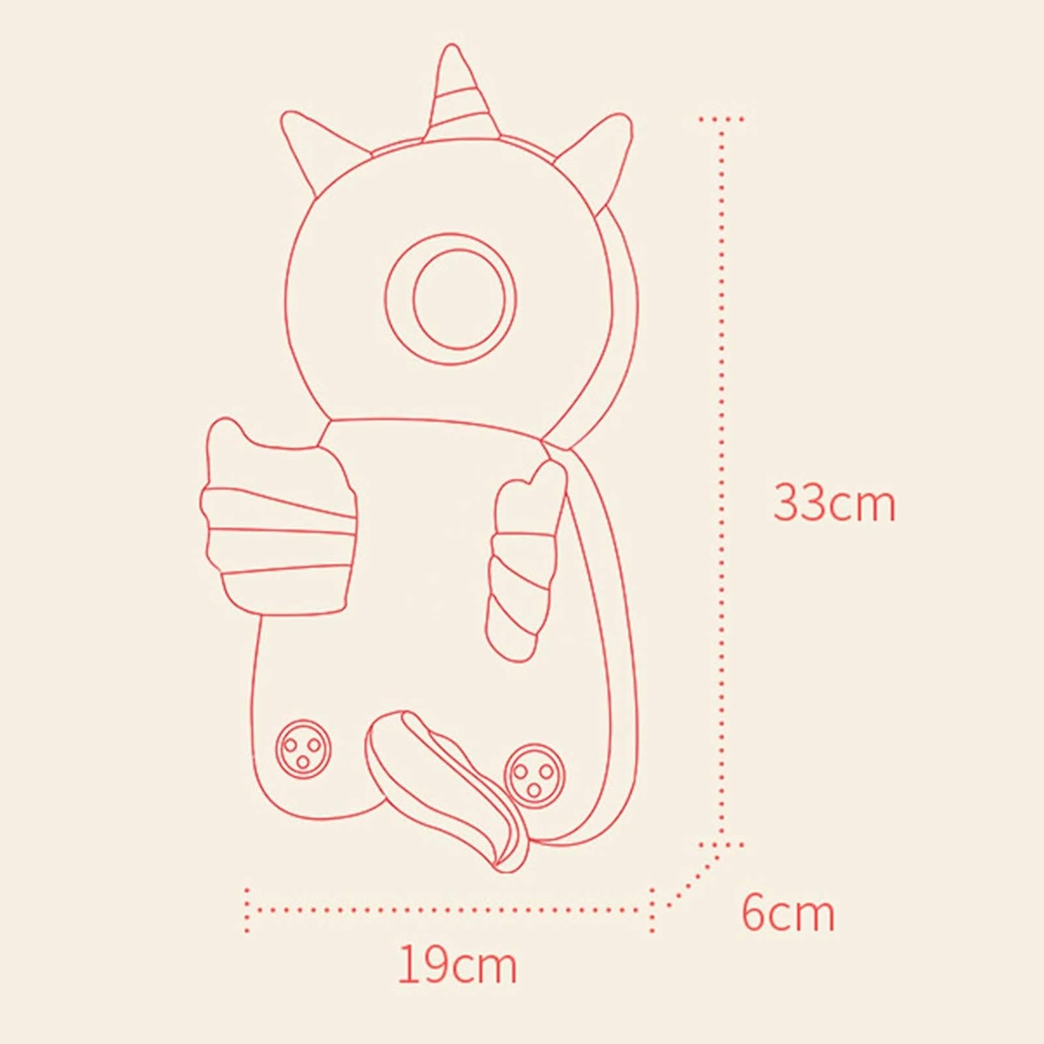Perna tip Rucsac pentru Protectia Capului, Klevo, Tetiera tip Unicorn, pentru Bebelusi, 33x6x19 cm, 180 g, Albastru