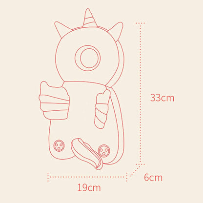 Perna tip Rucsac pentru Protectia Capului, Klevo, Tetiera tip Unicorn, pentru Bebelusi, 33x6x19 cm, 180 g, Albastru