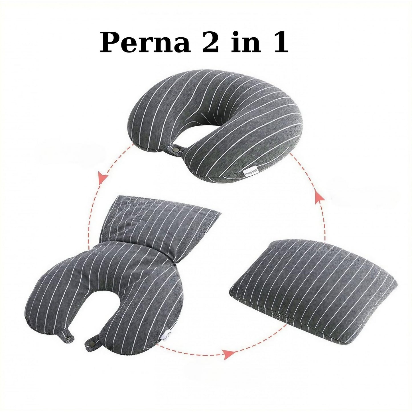 Perna de calatorie, Klevo , 2 in 1, cu Particule de Spuma cu Memorie, Gri