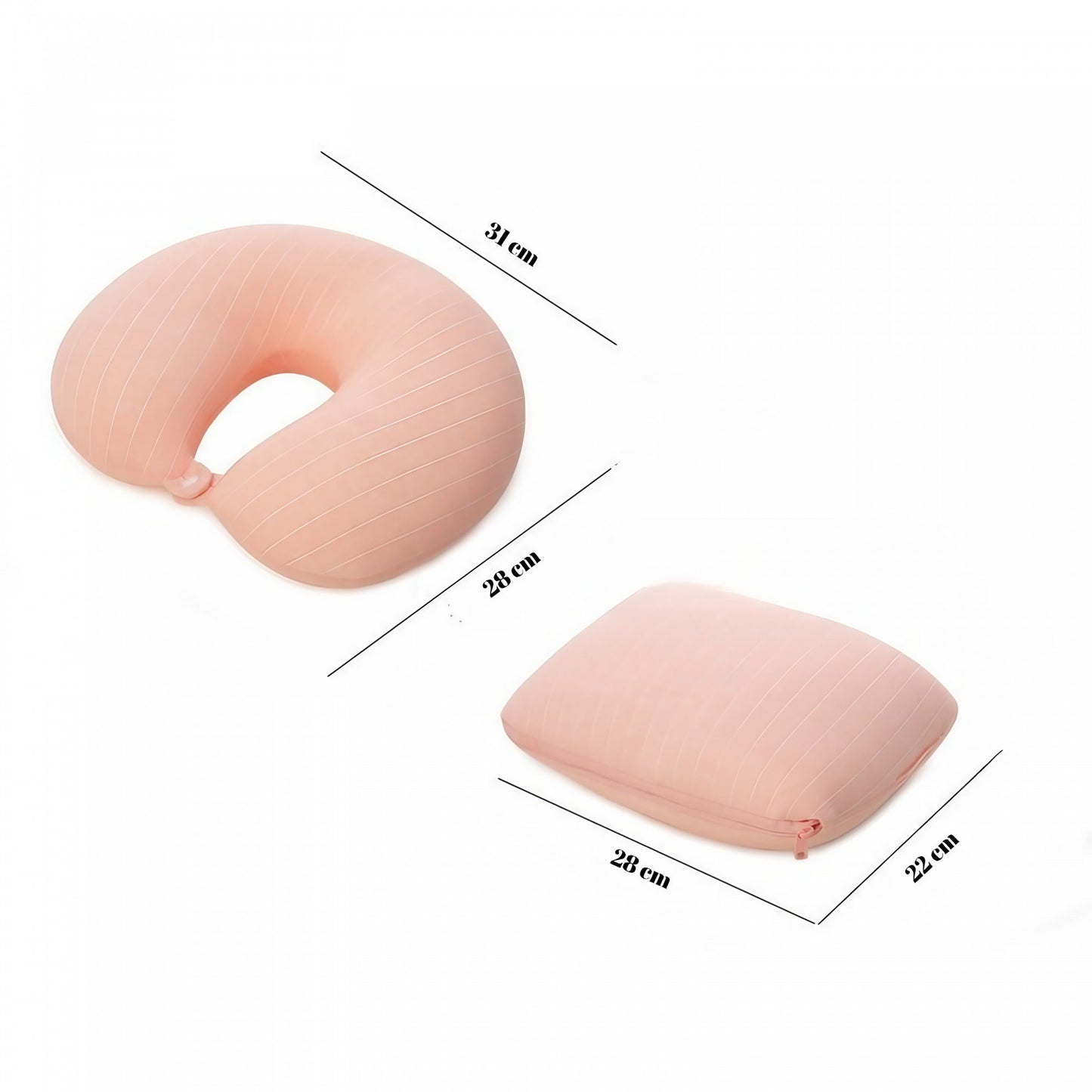 Perna de calatorie, Klevo , 2 in 1, cu Particule de Spuma cu Memorie, Roz
