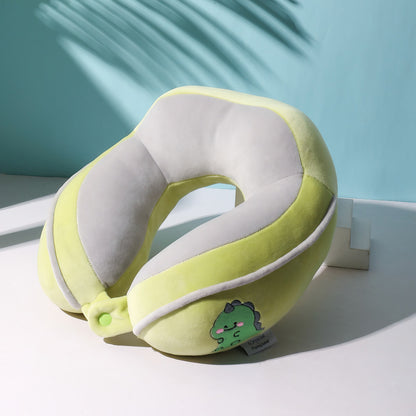 Perna de Calatorie, Klevo, Pentru Gat si Cap, Umplutura din Bumbac, 28x28x10 cm, cu Model Brodat Crocodil Verde