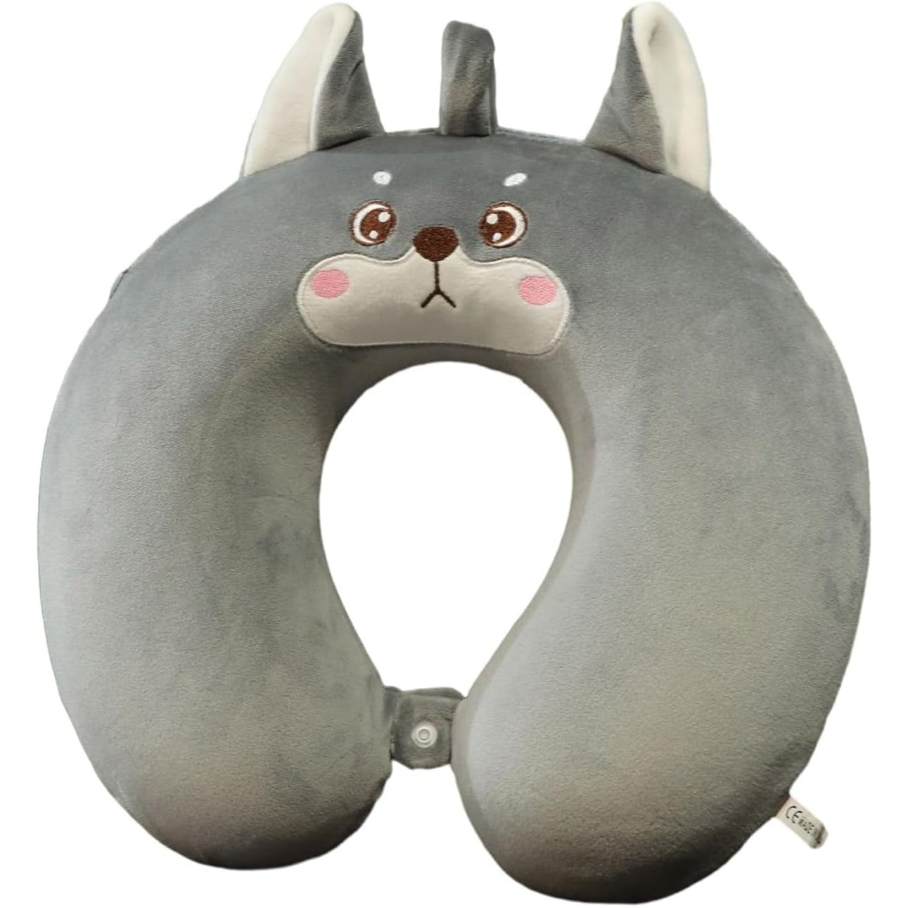 Perna de Calatorie in Forma de U, Klevo, Pentru Gat si Cap, Umplutura din Spuma cu Memorie, 30x30 cm, Model Husky, Accesoriu de Voiaj, Birou, Masina, Sistem Prindere Capse, Gri