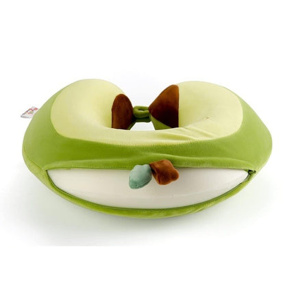 Perna de Calatorie in Forma de U, Klevo, Pentru Gat si Cap, Umplutura din Spuma cu Memorie, 30x30 cm, Model Avocado, Accesoriu de Voiaj, Birou, Masina, Sistem Prindere Capse, Verde