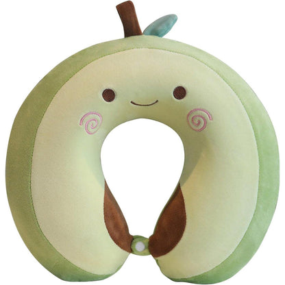 Perna de Calatorie in Forma de U, Klevo, Pentru Gat si Cap, Umplutura din Spuma cu Memorie, 30x30 cm, Model Avocado, Accesoriu de Voiaj, Birou, Masina, Sistem Prindere Capse, Verde