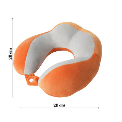 Perna de Voiaj Klevo, Pentru Gat, din Bumbac, 4 Cocoase Pentru Confort, Accesoriu de Voiaj, Birou, Masina, Sistem Prindere Capse, Portocaliu