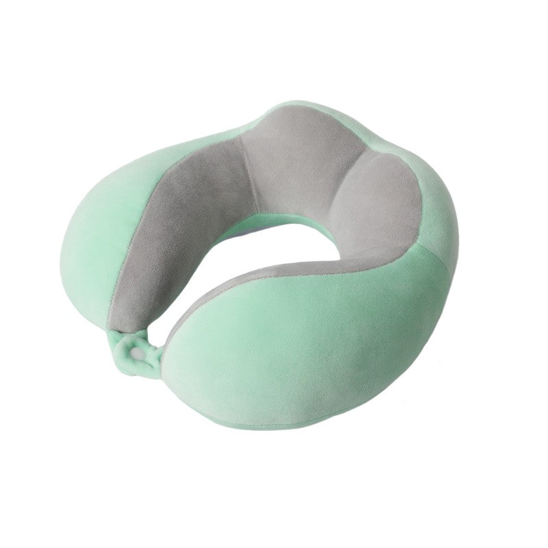 Perna de Voiaj Klevo, Pentru Gat, din Bumbac, 4 Cocoase Pentru Confort, Accesoriu de Voiaj, Birou, Masina, Sistem Prindere Capse, Verde