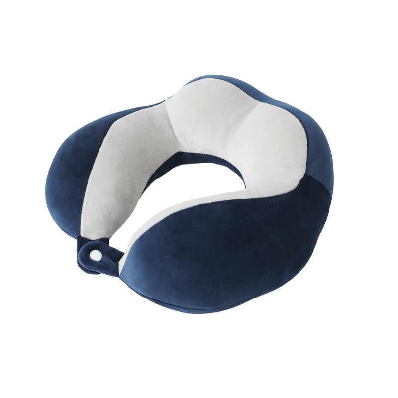Perna de Voiaj Klevo, Pentru Gat, din Bumbac, 4 Cocoase Pentru Confort, Accesoriu de Voiaj, Birou, Masina, Sistem Prindere Capse, Albastru