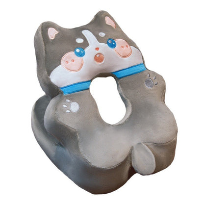 Perna din Spuma, Klevo, pentru Birou, Calatorii, Model Husky, Lavabila, Umplutura de Bumbac, Spatiu Cap in Forma de 8, 30x35x30 cm, Gri
