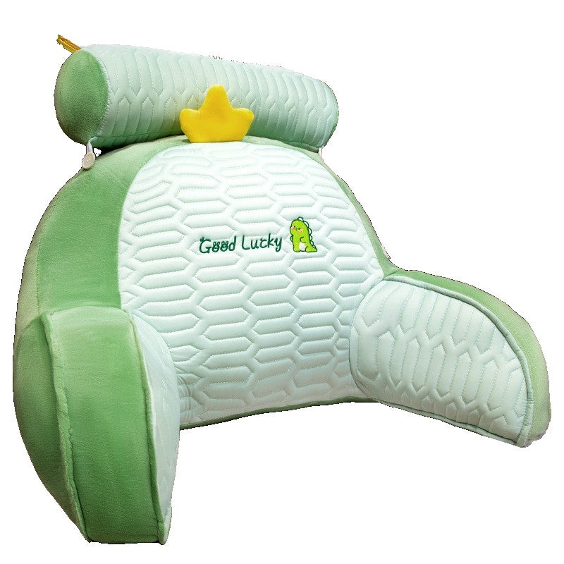 Perna Multifunctionala, Klevo, Spatar pentru Pat, Protectie Lombara, Marime Medie, 60 x 40 cm, din Latex, Model Dinozaur, Verde