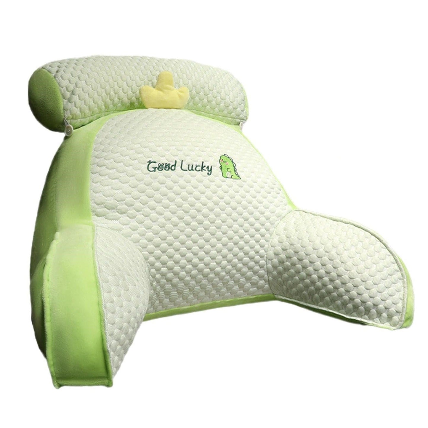 Perna Multifunctionala, Klevo, Spatar pentru Pat, Protectie Lombara, Marime Medie, 60 x 40 cm, din Plus, Model Dinozaur, Verde