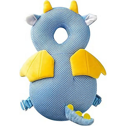 Perna tip Rucsac pentru Protectia Capului, Klevo, Tetiera tip Dragon, pentru Bebelusi, Design tip Plasa, 33x6x19 cm, 180 g, Albastru