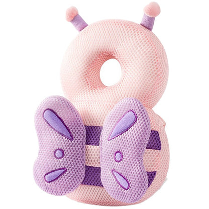 Perna tip Rucsac pentru Protectia Capului pentru Bebelusi, Klevo, Tetiera tip Fluturas, din Plus, 33 x 6 x 19 cm, 180 g, Roz Mov