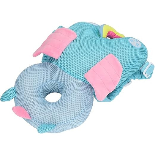 Perna tip Rucsac pentru Protectia Capului, Klevo, Tetiera tip Unicorn, pentru Bebelusi, Design tip Plasa, 33x6x19 cm, 180 g, Albastru