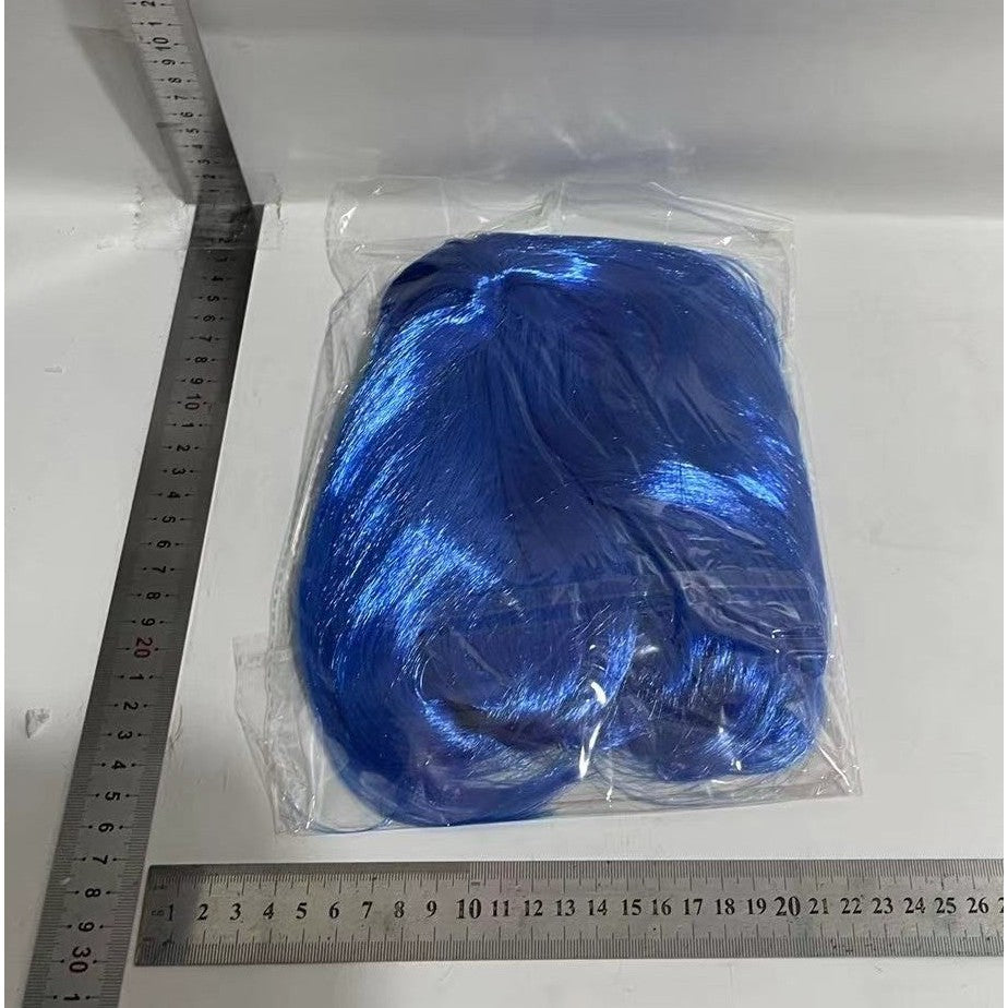 Peruca Cosplay, Klevo, Tunsoare Bob cu Breton, pentru Carnaval, Halloween, Petreceri Tematice, din PET, Marime Universala, Albastru