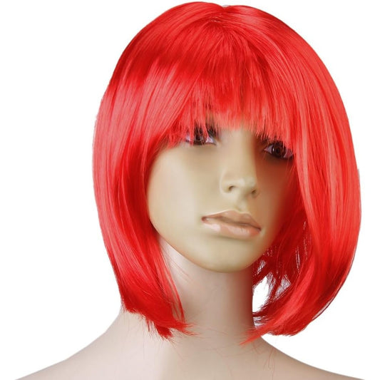 Peruca Cosplay, Klevo, Tunsoare Bob cu Breton, pentru Carnaval, Halloween, Petreceri Tematice, din PET, Marime Universala, Rosu