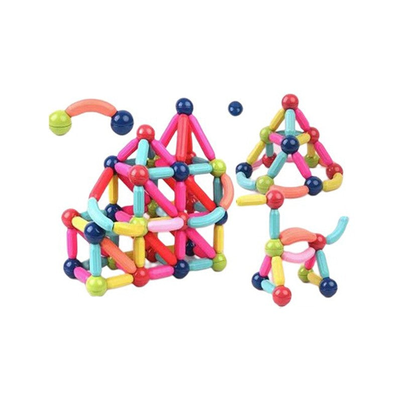 Piese Magnetice pentru Copii, Klevo, Set din 128 de Piese de diferite Culori, Constructor Magnetic cu Posibilitatea de a Construii forme Nelimitate, Multicolor