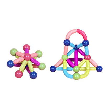 Piese Magnetice pentru Copii, Klevo, Set din 138 de Piese de diferite Culori, Constructor Magnetic cu Posibilitatea de a Construii forme Nelimitate, Multicolor