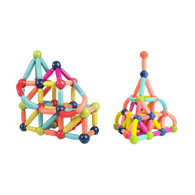 Piese Magnetice pentru Copii, Klevo, Set din 198 de Piese de diferite Culori, Constructor Magnetic cu Posibilitatea de a Construii forme Nelimitate, Multicolor