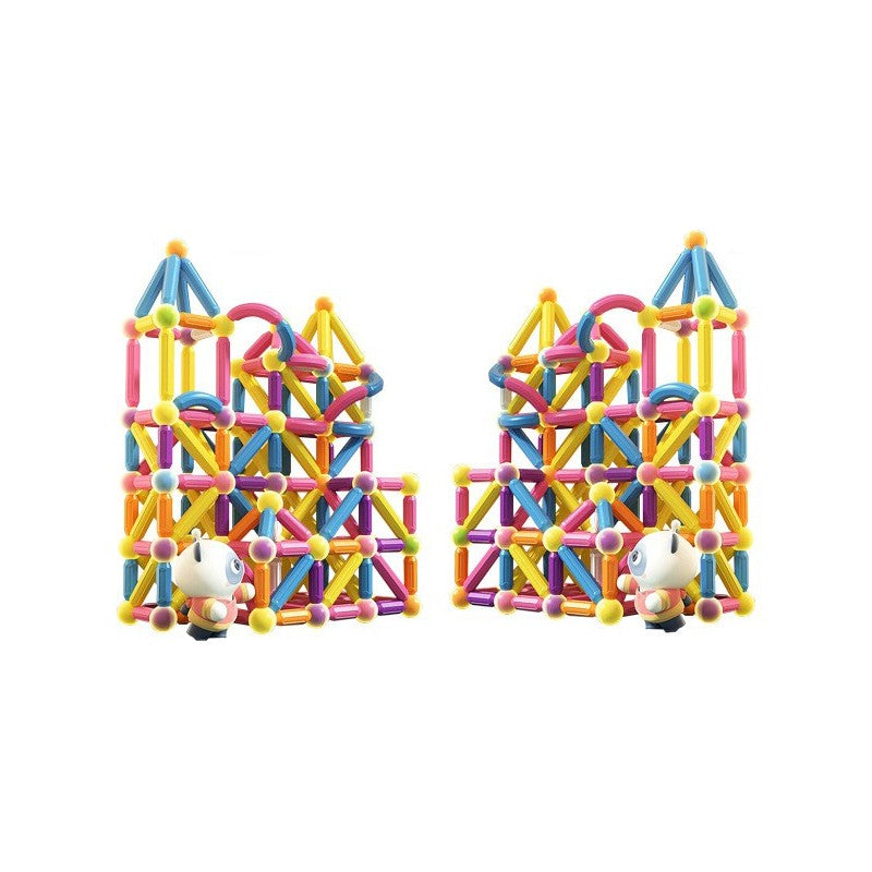 Piese Magnetice pentru Copii, Klevo, Set din 258 de Piese de diferite Culori, Constructor Magnetic cu Posibilitatea de a Construii forme Nelimitate, Multicolor
