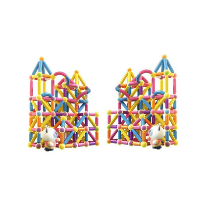 Piese Magnetice pentru Copii, Klevo, Set din 258 de Piese de diferite Culori, Constructor Magnetic cu Posibilitatea de a Construii forme Nelimitate, Multicolor