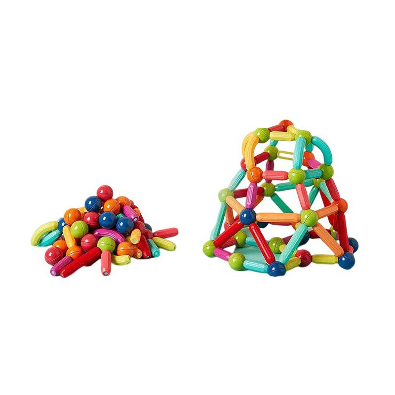 Piese Magnetice pentru Copii, Klevo, Set din 52 de Piese de diferite Culori, Constructor Magnetic cu Posibilitatea de a Construii forme Nelimitate, Multicolor
