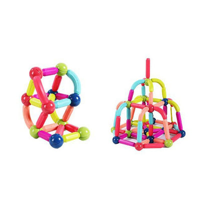 Piese Magnetice pentru Copii, Klevo, Set din 64 de Piese de diferite Culori, Constructor Magnetic cu Posibilitatea de a Construii forme Nelimitate, Multicolor