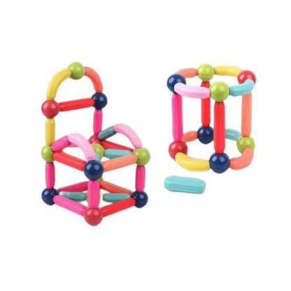 Piese Magnetice pentru Copii, Klevo, Set din 68 de Piese de diferite Culori, Constructor Magnetic cu Posibilitatea de a Construii forme Nelimitate, Multicolor