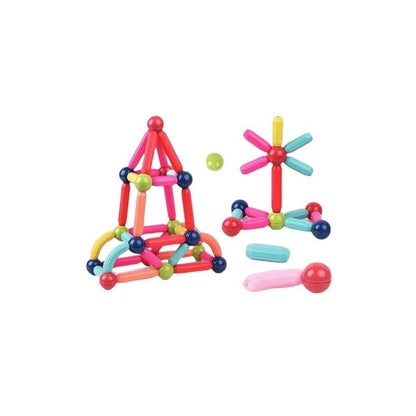Piese Magnetice pentru Copii, Klevo, Set din 82 de Piese de diferite Culori, Constructor Magnetic cu Posibilitatea de a Construii forme Nelimitate, Multicolor