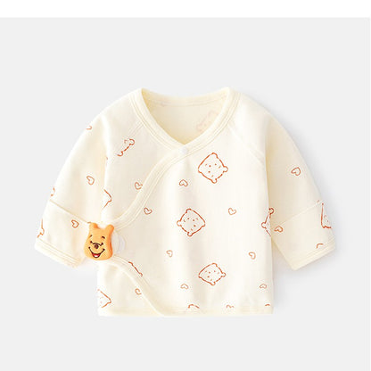 Pijama Bluza pentru Nou-nascuti, Klevo, din Bumbac, stil de Primavara - Toamna, Topic pentru Bebelusi, Print Ursulet, Marimea 52 cm, Bej