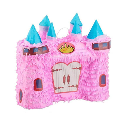 Pinata Castel Printesa pentru Petrecere, Klevo, din Hartie Creponata si Carton, Pinata pentru Petreceri, 40 x 37 x 15 cm, Roz deschis