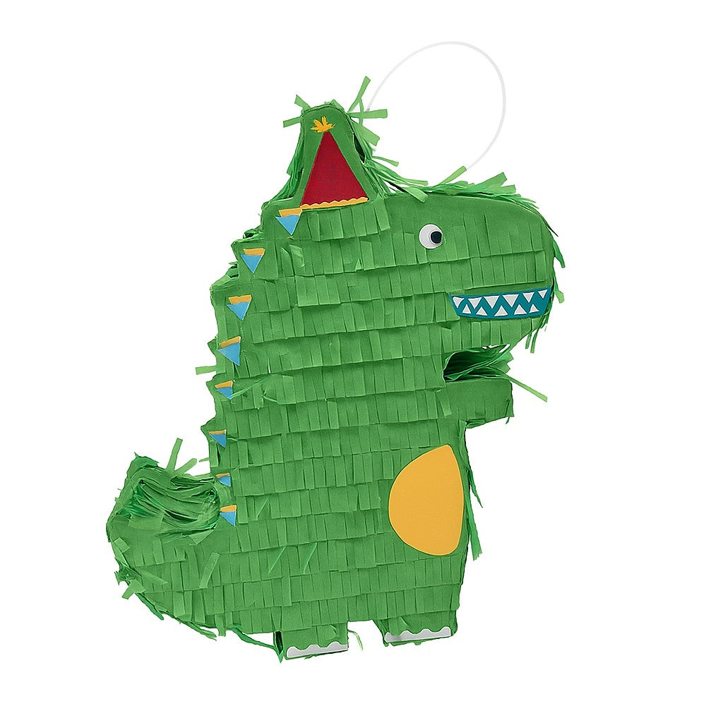 Pinata Dinozaur pentru Petrecere, Klevo, Detalii Argintii, din Hartie si Carton, Pinata pentru Copii, 25 x 7 x 27 cm, Verde