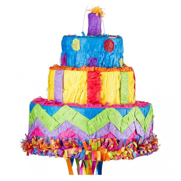 Pinata Tort Aniversar / Birthday Cake pentru Petrecere, Klevo, din Hartie si Carton, Pinata pentru Petreceri, 32 x 28 x 28 cm, Multicolor