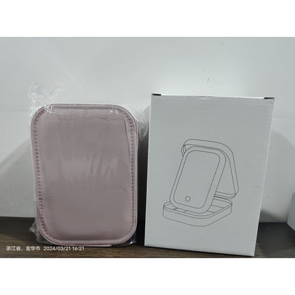Portfard, Klevo, Geanta Cosmetice, cu Oglinda LED, 3 Moduri de Lumina, Incarcare USB, Baterie 1200 mAh, pentru Organizarea Cosmeticelor, 4 Compartimente, Imitatie Piele, Roz, 16.5x11.5x6 cm