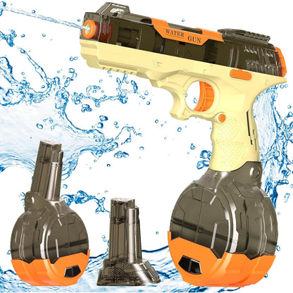 Pistol cu Apa Electric, Klevo, 2 Rezervoare 75/350 ml, din ABS+Silicon, Baterie, Incarcare USB, Conectare la Furtun, +6 Ani, Maro