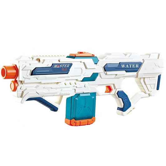 Pistol cu Apa pentru Copii 14+ ani, Klevo, Rezervor 600ml, cu baterie 1200mAh, Electric Burst, Alb/Albastru